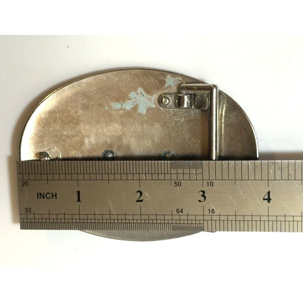 Vintage Texas Western Silver Tone Belt Buckle Raised Lettering Floral Engraved